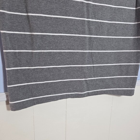 Torrid Size 1 Light Gray White Striped Soft Mid Rise Knee Length Pencil Skirt - Picture 3 of 5